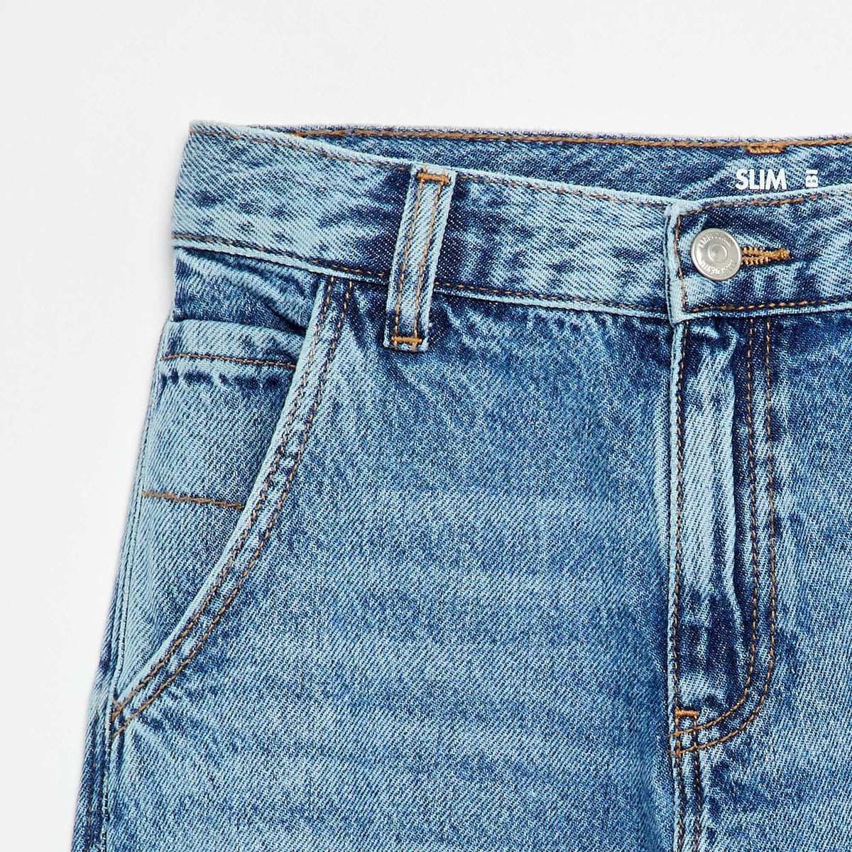 Denim coupe droite à 5 poches BLEU