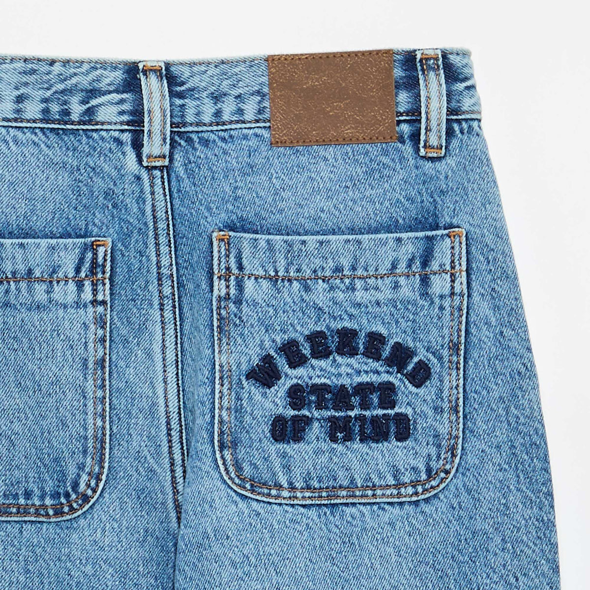Denim coupe droite à 5 poches BLEU