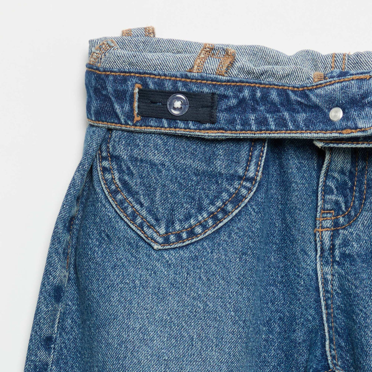 Pantalon wide leg avec broderies cœurs BLEU