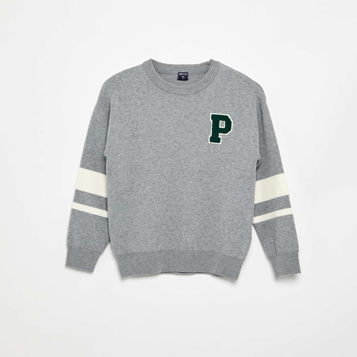 Pull en maille fine jauge col rond GRIS