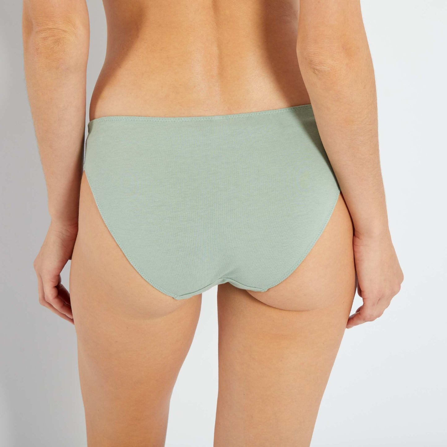 Culotte coton galon dentelle vert gris