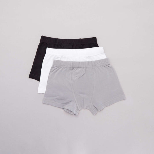 Lot 3 boxers blanc/gris/noir