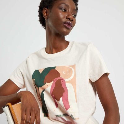 T-shirt en jersey imprimé Rose