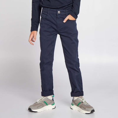 Pantalon slim en twill bleu marine