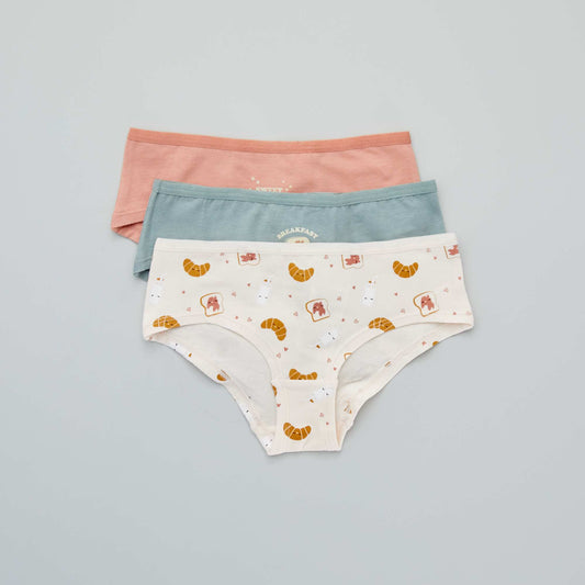 Lot de shorties Vert/beige/rose