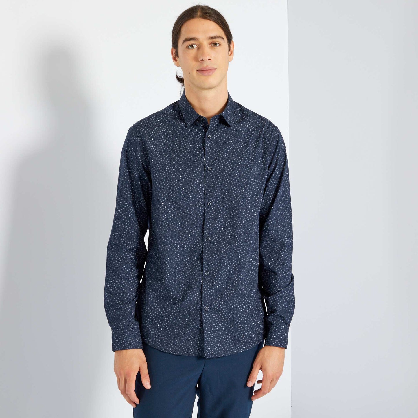 Chemise fantaisie à coupe droite Bleu marine