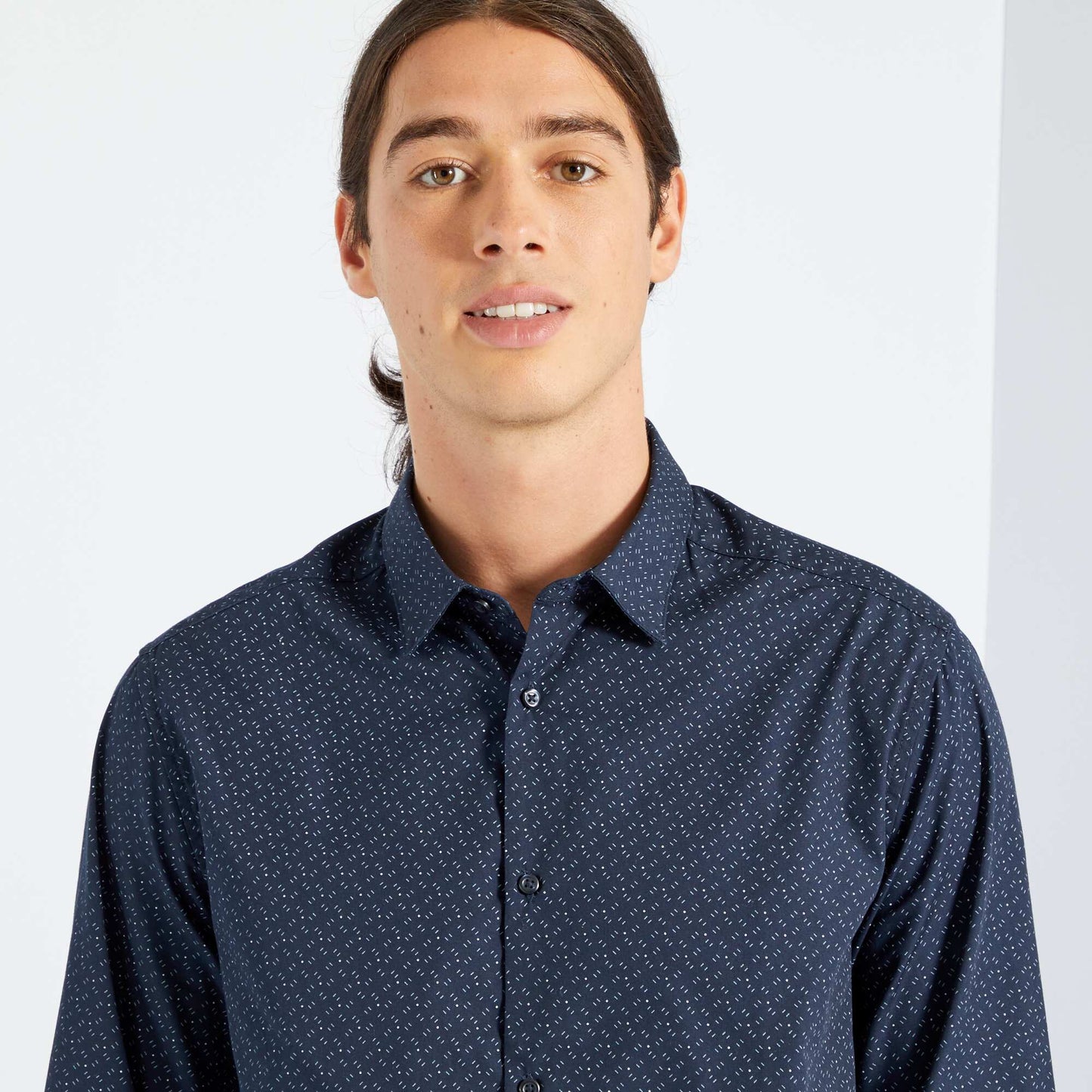 Chemise fantaisie à coupe droite Bleu marine