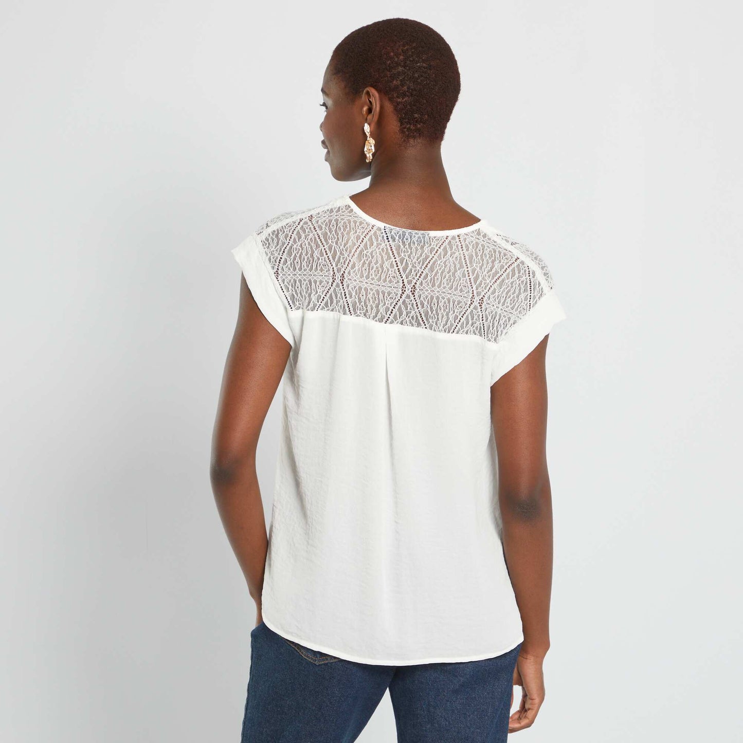 Blouse fluide encolure V blanc