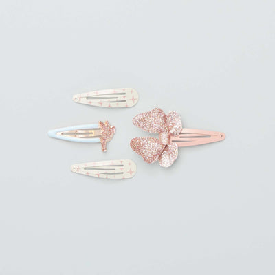 Lot de 4 barrettes 'Disney' Rose/Blanc