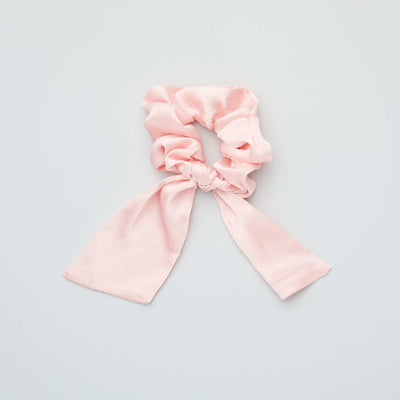 Chouchou ruban satiné rose