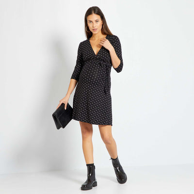 Robe grossesse cache-coeur Noir
