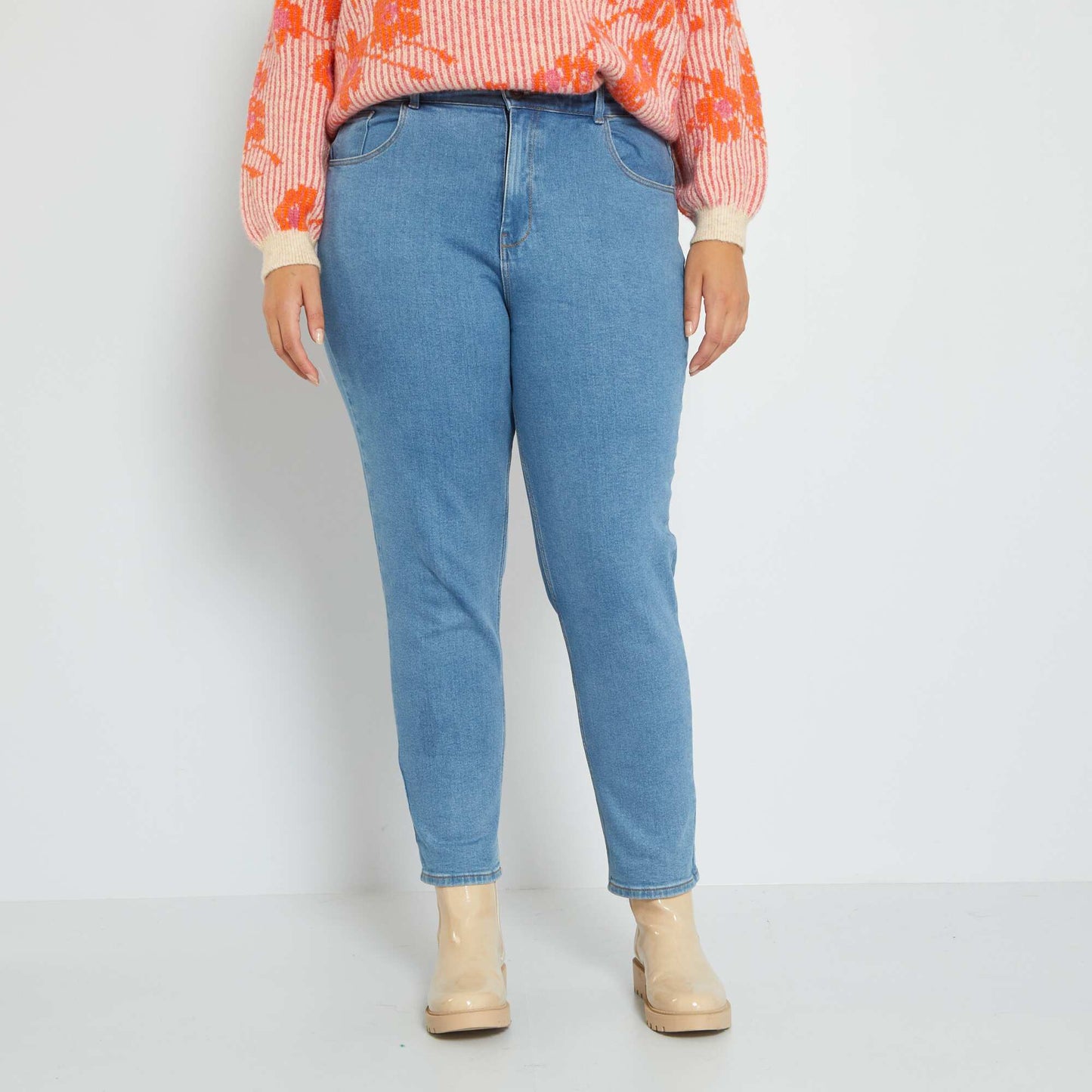 Jean mom stretch Bleu