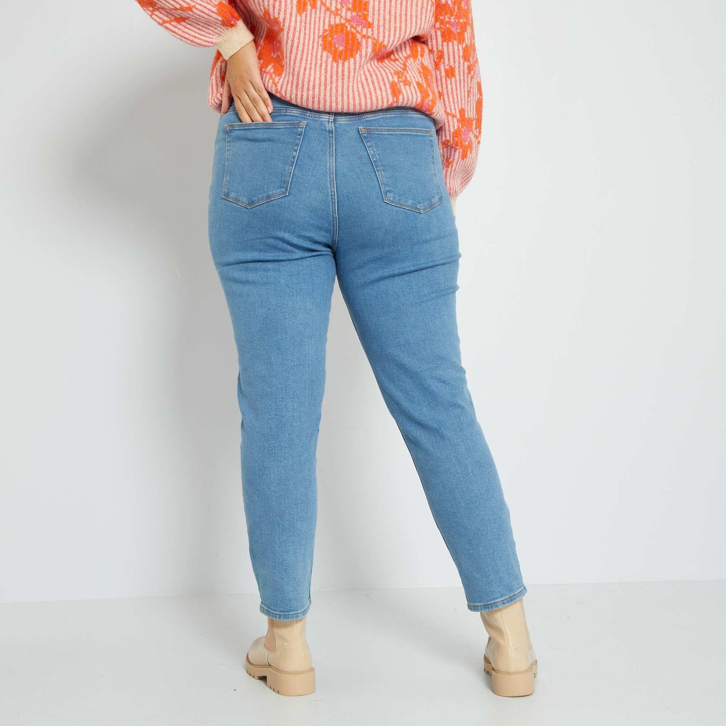 Jean mom stretch Bleu