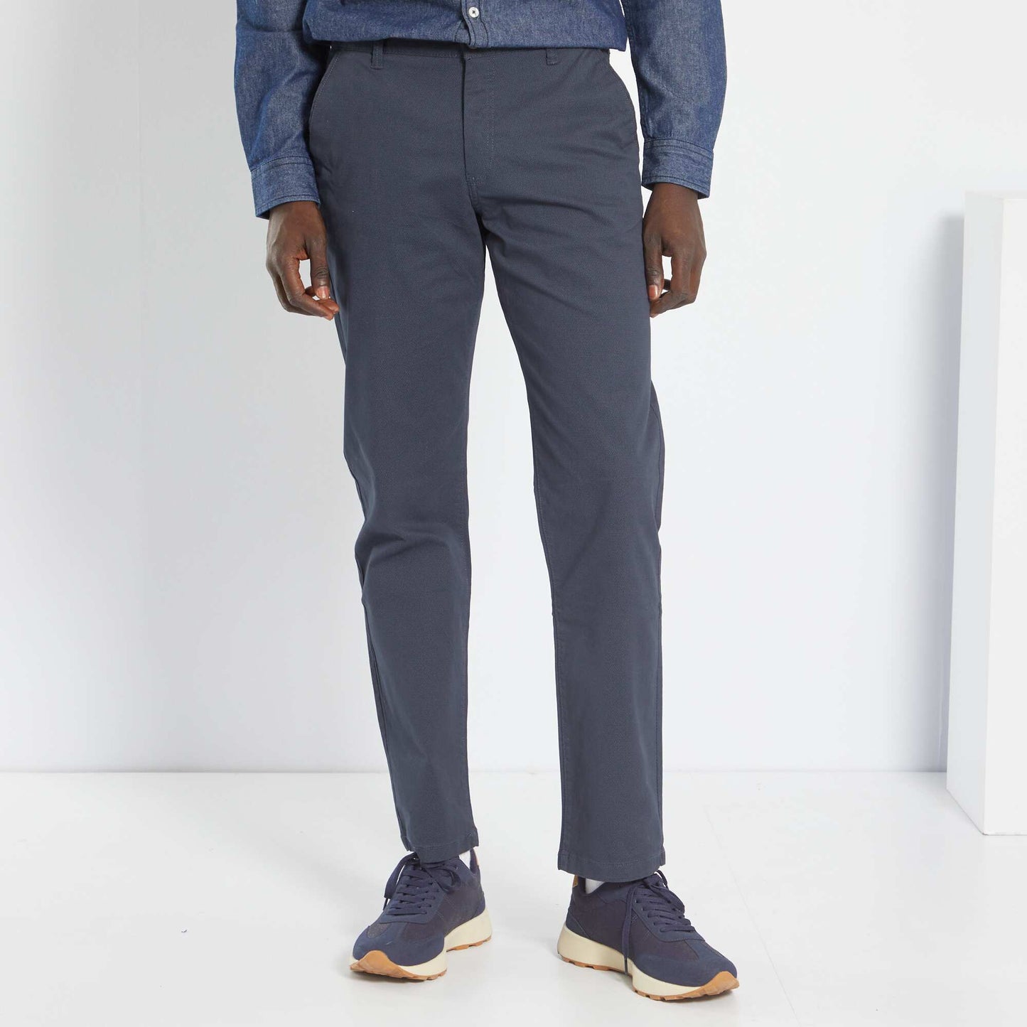 Chino regular avec imprimé sur toile Bleu marine