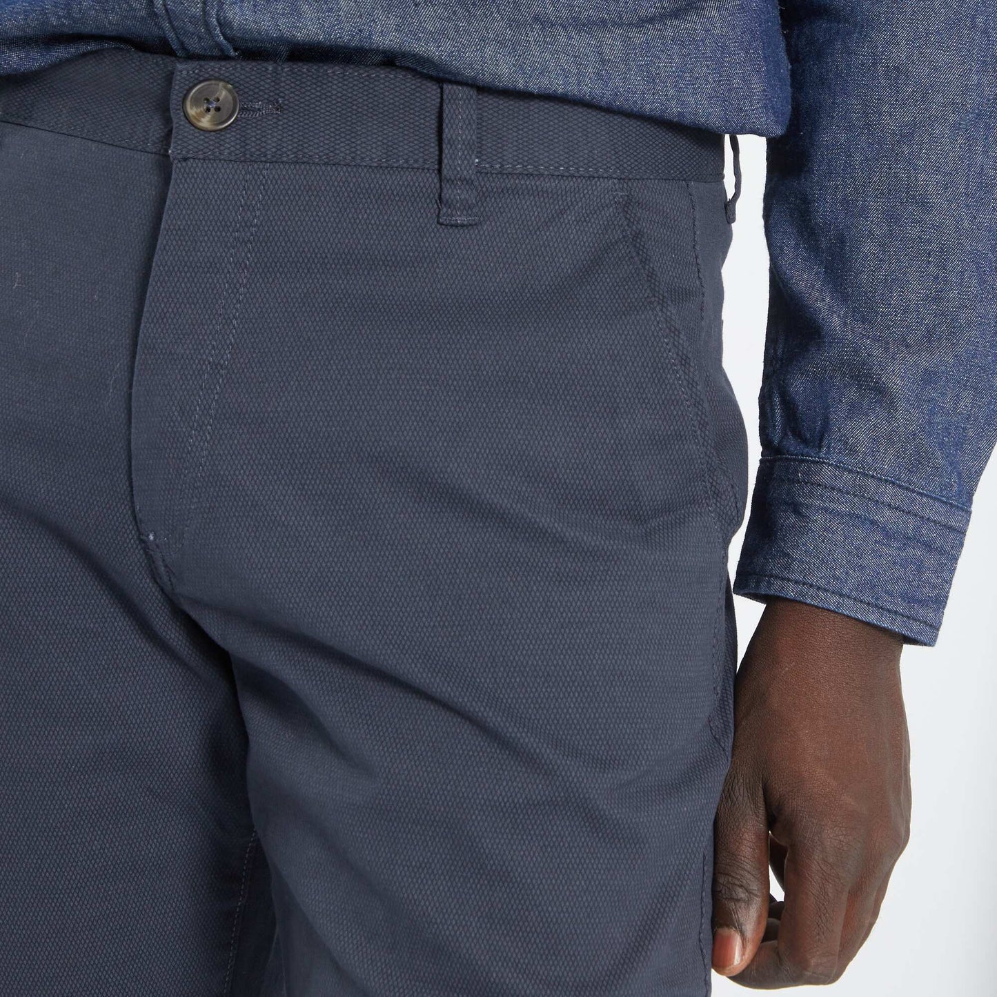 Chino regular avec imprimé sur toile Bleu marine