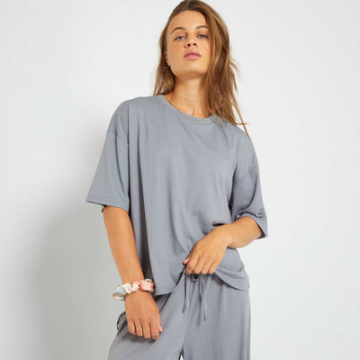 T-shirt de nuit côtelé BLEU