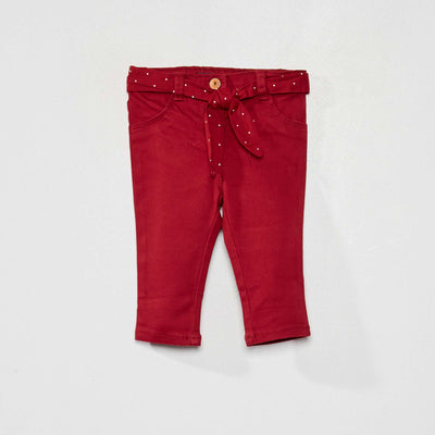 Pantalon slim ceinturé Bordeaux