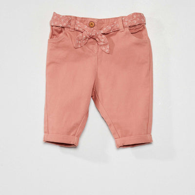 Pantalon avec ceinture à nouer Rose