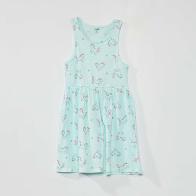 Robe sans manches à motifs Bleu turquoise 'licorne'