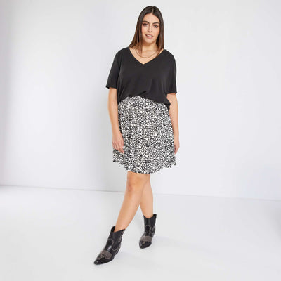 T-shirt uni encolure V noir