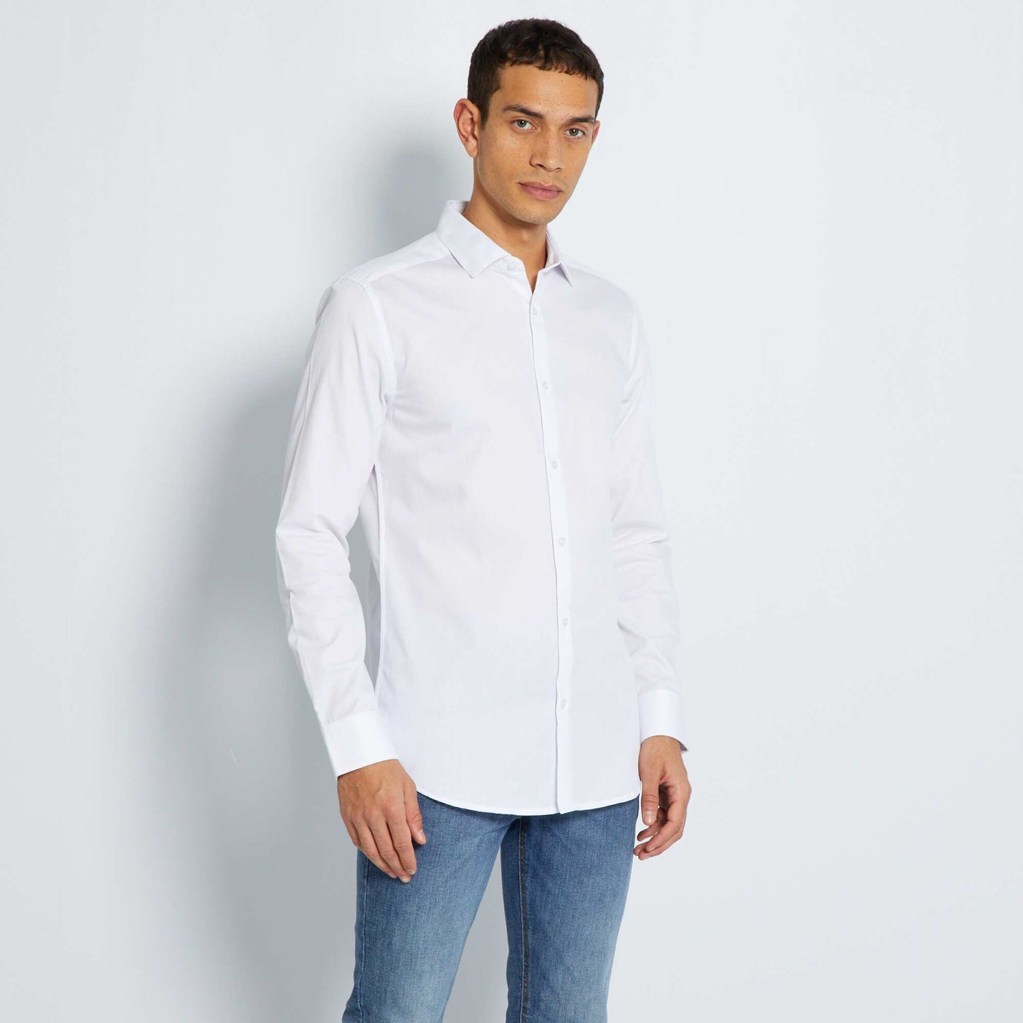 Chemise slim unie blanc