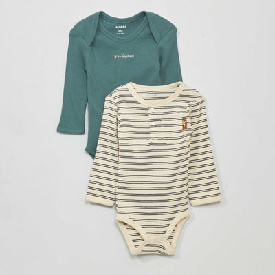 Lot de 2 bodies en coton Blanc/vert
