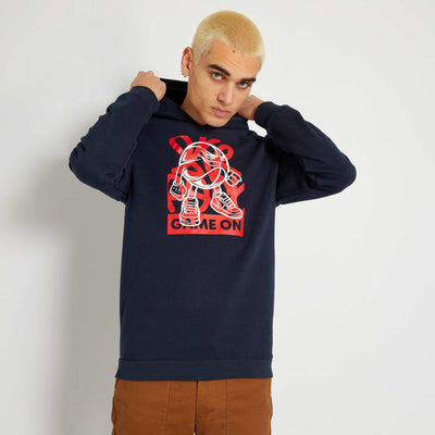 Sweat à capuche imprimé fantaisie Bleu
