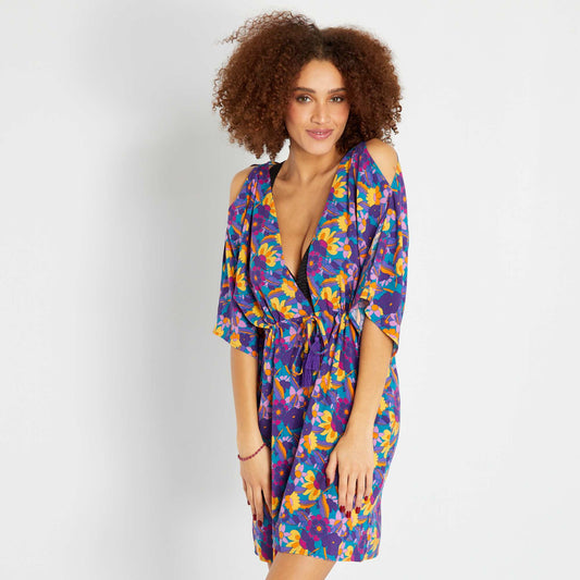 Robe de plage fleurie Violet