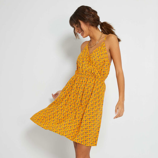 Robe fluide à motif Jaune