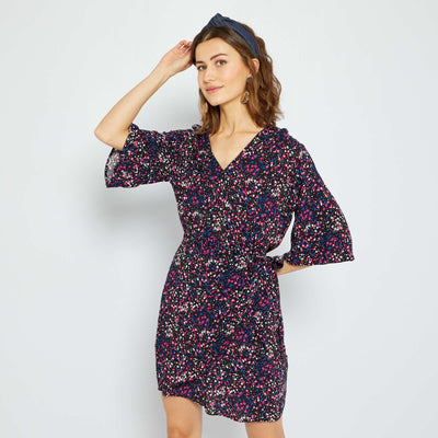 Robe courte col cache-cœur Noir
