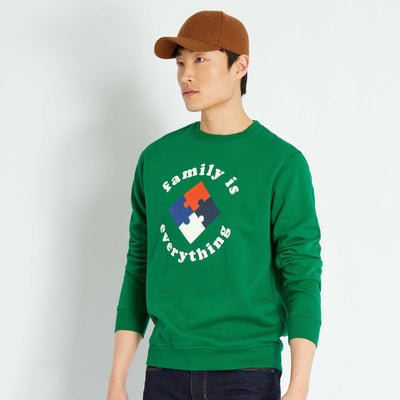 Sweat en molleton avec imprimé Vert