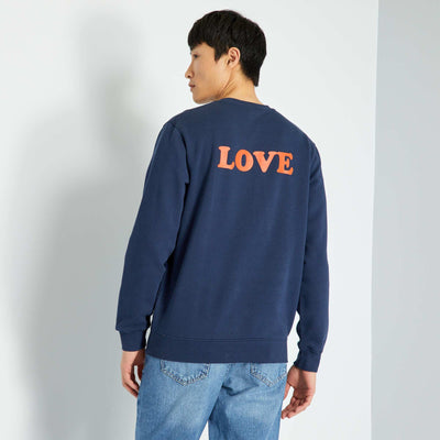 Sweat en molleton avec imprimé Bleu