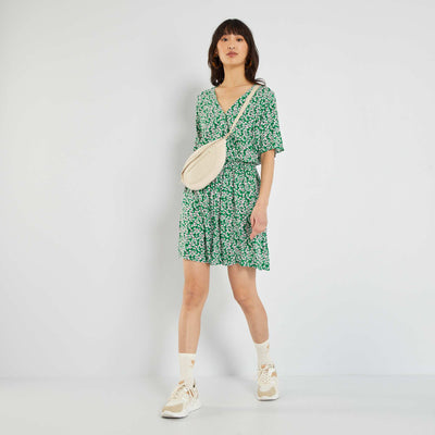 Robe courte avec imprimé fantaisie Vert