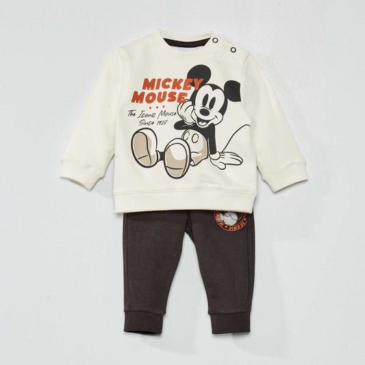 Ensemble sweat + pantalon 'Mickey Mouse' Blanc/marron