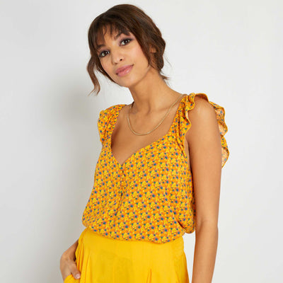 Top avec bretelles volantées Jaune