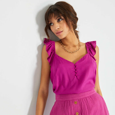 Top avec bretelles volantées Violet