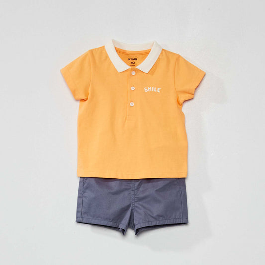 Ensemble Polo en jersey + short Orange