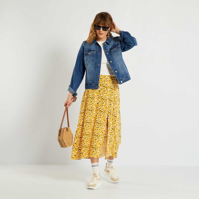 Jupe midi avec imprimé Jaune