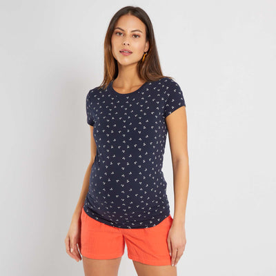 T-shirt grossesse avec imprimé Bleu