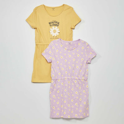 Robes en jersey avec imprimé - Lot de 2 Jaune/violet