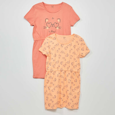 Robes en jersey avec imprimé - Lot de 2 Rose