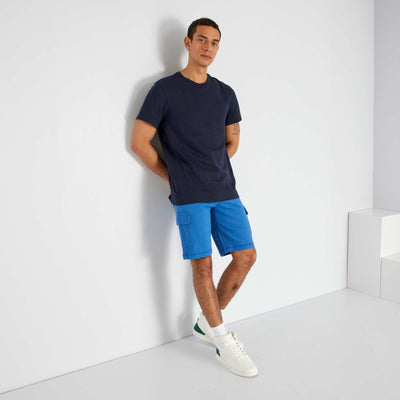 Short avec poches en molleton bleu saphir