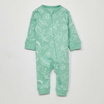 Pyjama long en jersey avec imprimé Vert