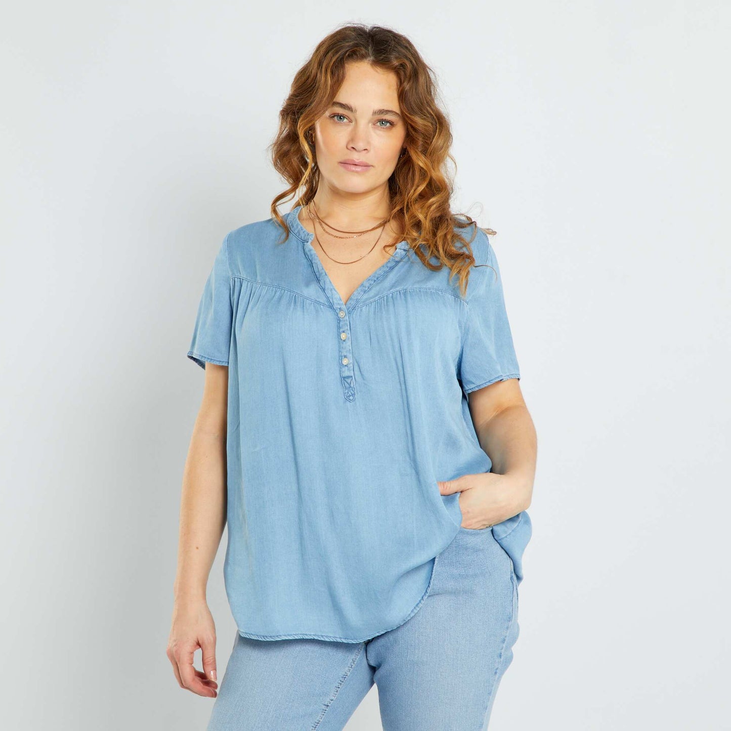 Blouse fluide en lyocell Bleu