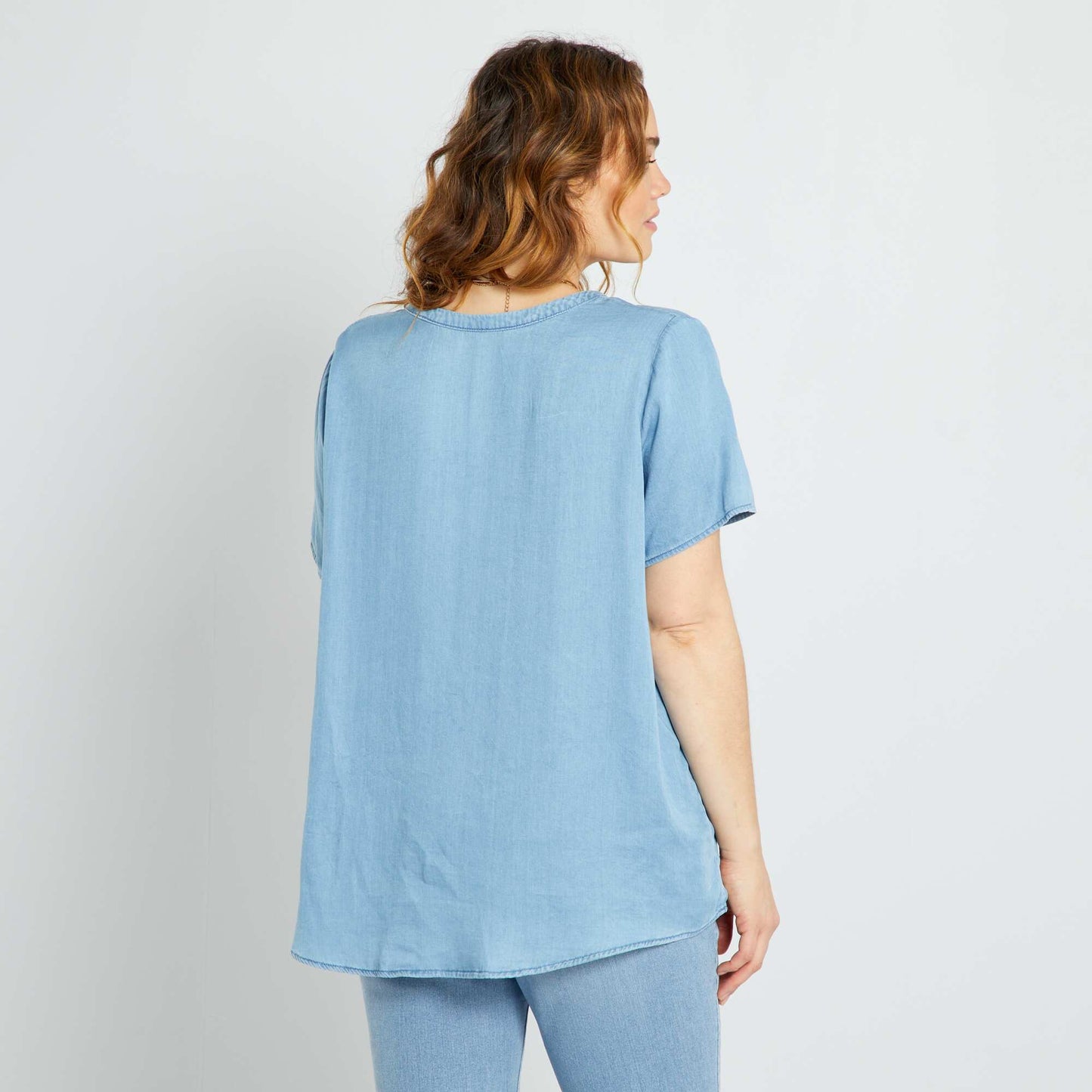 Blouse fluide en lyocell Bleu