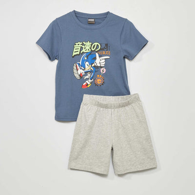 Pyjama 'Sonic' court en jersey - 2 pièces Gris/bleu gris