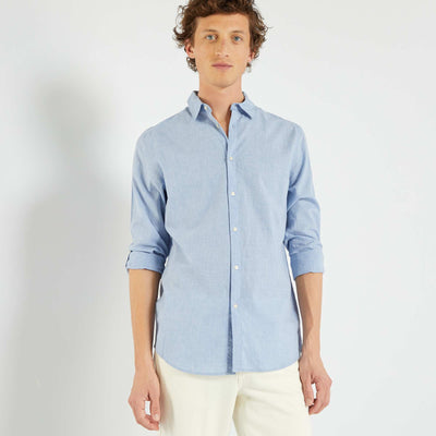Chemise regular à manches longues Bleu