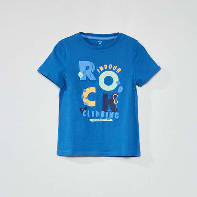 T-shirt en jersey avec imprimé en relief BLEU