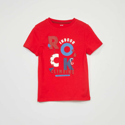 T-shirt en jersey avec imprimé en relief Rouge