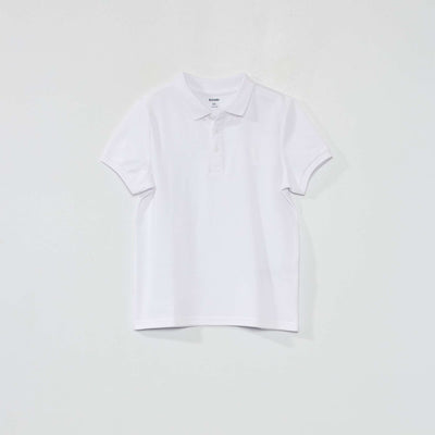 Polo en piqué de coton uni Blanc